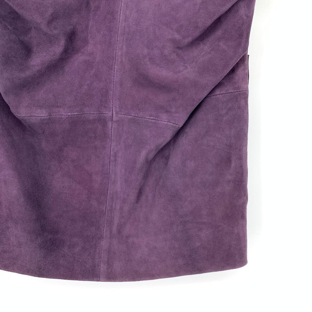 Nicole Miller Artelier Ruched Straight Skirt Womens Size 4 Purple Suede Leather - Picture 4 of 7